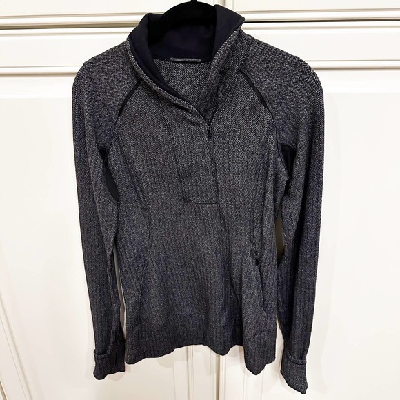 Lululemon Think Fast Pullover Women’s Herringbone Zip Front Sweatshirt - Picture 2 of 10